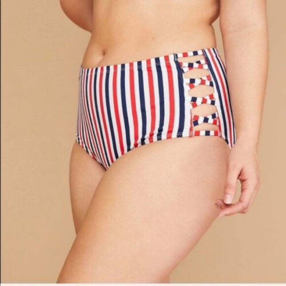 Lane Bryant Swim Striped Bikini Brief Bottom 26